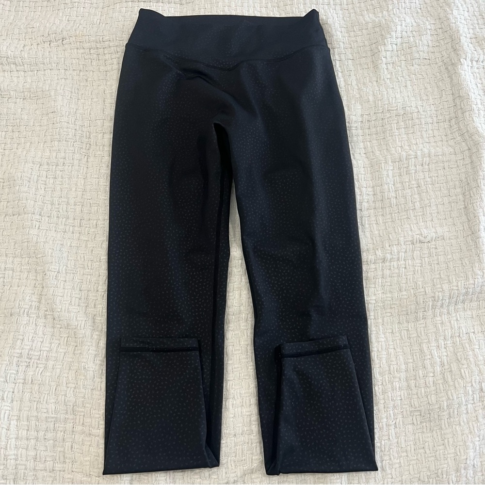 Buffbunny Deep V Butt Leggings Black Speckled Dots Large
